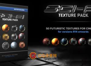 C4D科幻纹理贴图合辑预设V1.1版 Motion Squared Sci-Fi Texture Pack 1.1 for Cinema 4D