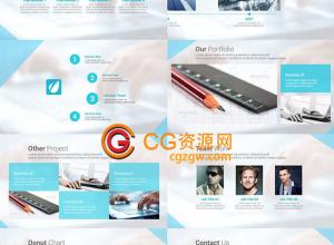 AE模板-清爽的公司企业商务宣传片蓝色时间线数据