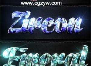 12个钻石文字+10款炫彩文字特效动作素材 Space Text StylesPSD图层样式