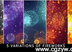 5组粒子烟花高清视频素材含工程文件,Fireworks – Motion Graphi