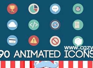 AE模板-VideoHive 90组扁平化网络标识模板包