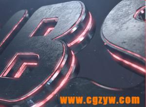 三维E3D质感文字Logo展示动画模板