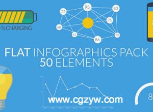 AE模板-50组扁平图形设计动画Flat Infographics Pack (50 Elements)