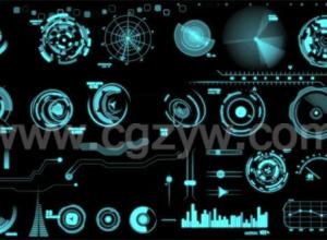 AE模板-VideoHive 40个高科技游戏HUD动态元素