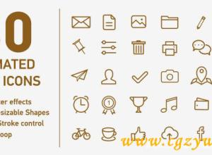 AE模板-80组网页简洁动态图标 VideoHive 80 Animated Line Icons