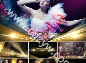 AE模板-高档大气电影颁奖晚会包装金色粒子企业宣传片片头模板