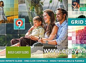 AE模板-科技点线幻灯片家庭照片展示The Grid Slides Builder