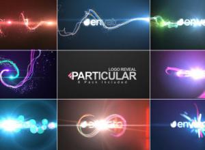 AE模板-8组多彩炫丽粒子光线logo演绎particular-logo-reveal-pack