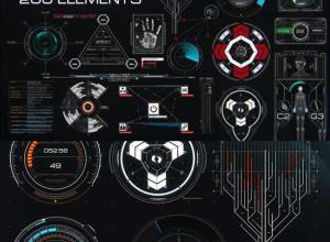 AE模板-200个高科技HUD元素包含图片