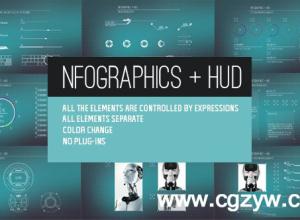 AE模板-高科技数据信息图表表格HUD数据列图展示