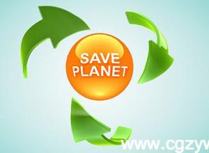 AE模板 绿色环保志愿爱心箭头宣传videohive-think-green