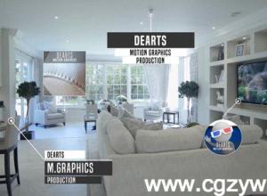 AE模板-高科技信息展示线条呼叫指示线房地产推广促销宣传字幕标题