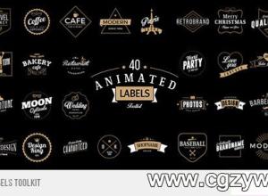 AE模板-复古字幕标题LOGO标签徽章条幅标题包装展示工具包