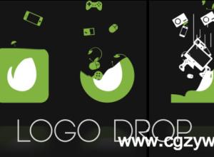 AE模板-创意水滴低落logo演绎标志平面展示Logo Drop