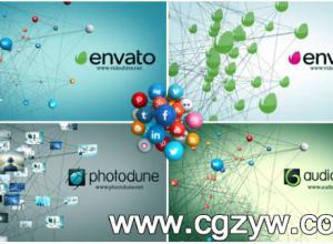 AE模板-社交网络图谱关系Logo图标小球连线 VideoHive Social Network