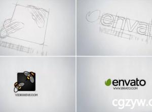 AE模板-简洁手绘素描勾边Logo开场 Sketch Logo Reveal