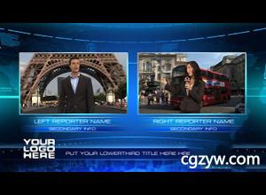 AE模板 华丽炫酷虚拟演播室新闻直播间栏目包装展示2