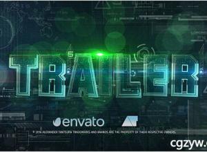 AE模板-高科技HUD史诗震撼3D文字动画宣传预告片开场