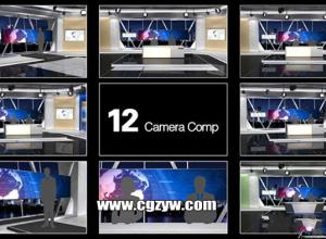 AE模板-新闻直播现场虚拟演播室主持人事件报道电视栏目包装