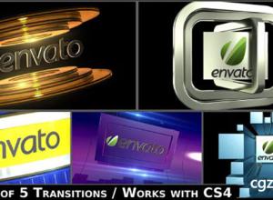 AE模板-5种三维电视影视包装标志LOGO过渡转场动画 Broadcast Logo Transition Pack V2 免费下载