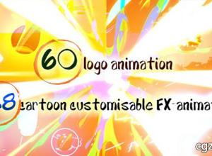 AE模板-60种LOGO标志MG动画+128个闪电流体爆炸烟雾动态元素