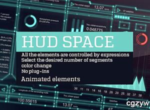 AE模板-高科技信息图表科幻空间站HUD控制面板UI元素包