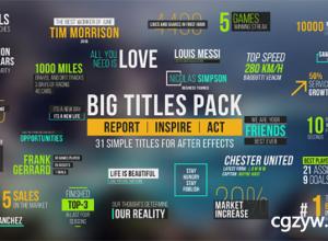 AE模板 大字字幕标题动画设计人名体育赛事企业报告Big Titles Pack 免费下载