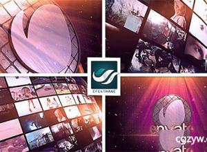 AE模板-E3Dv2工程三维视频墙照片墙Logo展示开场 Video Wall Logo 免费下载