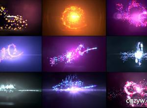 AE模板-9款漂亮炫酷漂亮发光粒子Particle路径Logo展示 Quick Particles Logo Reveal Pack 9in1