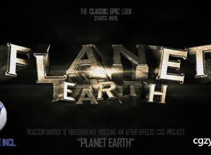 AEC4D模板-3D文字旋转动画游戏电影预告宣传片标题 Planet Earth 免费下载