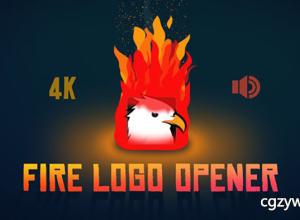 AE模板-4K分辨率卡通火焰Logo燃烧开场 Fire Logo Opener 免费下载