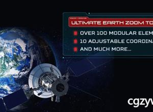 AE模板-终极高科技鸟瞰俯冲地球军事地点介绍太空搜索定位展示工具包