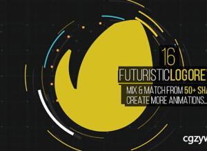 AE模板-16组高科技图形HUD科幻Logo展示 Futuristic Logo Reveal Pack 含音效 免费下载