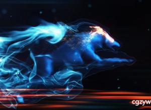 AE模板-火焰狮子狼奔跑粒子标志片头Logo开场展示 Mystic Wolf Reveal 免费下载
