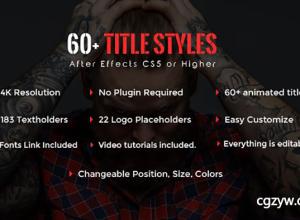 AE模板-60个4K简洁文字标题字幕条动画 SixtyPlus – 60 Title Styles 免费下载