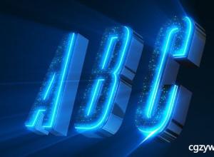 AE模板-E3D动画霓虹灯时尚炫彩文字展示 Alphabet 3D Neon LED – Abc And Social Media IconsL 免费下载