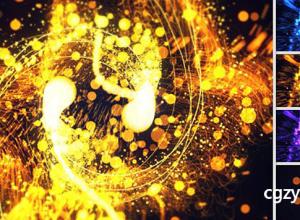 AE模板-炫酷金色粒子拖尾线条缠绕飞行标志片头动画展示