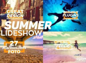 AE模板-旅游公司时尚节目宣传片创意幻灯片切换展示片头 Summer Slideshow 免费下载