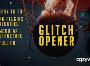 AE模板-数字信号故障特效色彩分离体育动感开场片头 Glitch Opener 免费下载