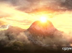 AE模板-E3D高山太阳动画标志电影Logo开场 Sky and Mountains Logo 免费下载