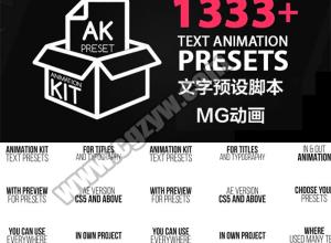 AE脚本预设-1333个MG文字动画弹性缓入缓出标题入场出场动画预设
