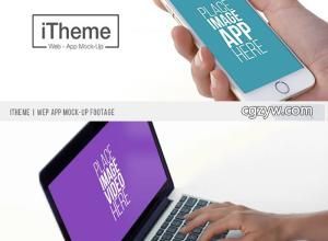 AE模板-实拍抠像合成视频素材手机电脑iPad办公APP滑动视频展示