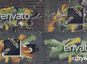 AE模板-城市街头墙壁涂鸦标志Logo展示 Graffiti Logo 免费下载