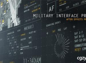 AE模板-军事地图HUD计算机数据数字游戏高科技全息信息图表接口军事包装展示