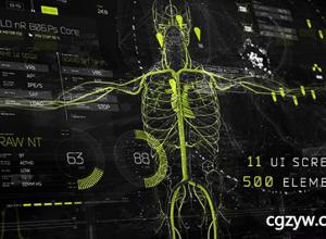 AE模板-500+高科技HUD信息图表计算机数据UI界面屏幕