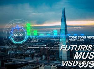 AE模板-未来高科技HUD音乐可视化播放器效果UI界面 Futuristic Music Visua 免费下载