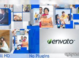 AE模板-3D立体盒子照片企业公司宣传标志logo开场片头展示 免费下载