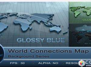 视频素材-三维地图世界地点连线动画 World Connections Map Background 免费下载