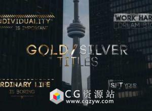 AE模板-优雅大气美观金字银字粒子文字Logo人名字幕条婚礼标题