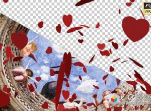 视频素材-情人节心型剪纸爱心飘落素材 Falling Valentine Hearts